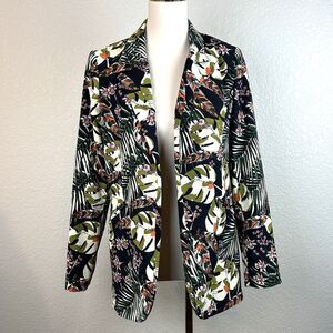 Cynthia Rowley Women's Floral Palm Black Tropical Long Sleeve Size XS